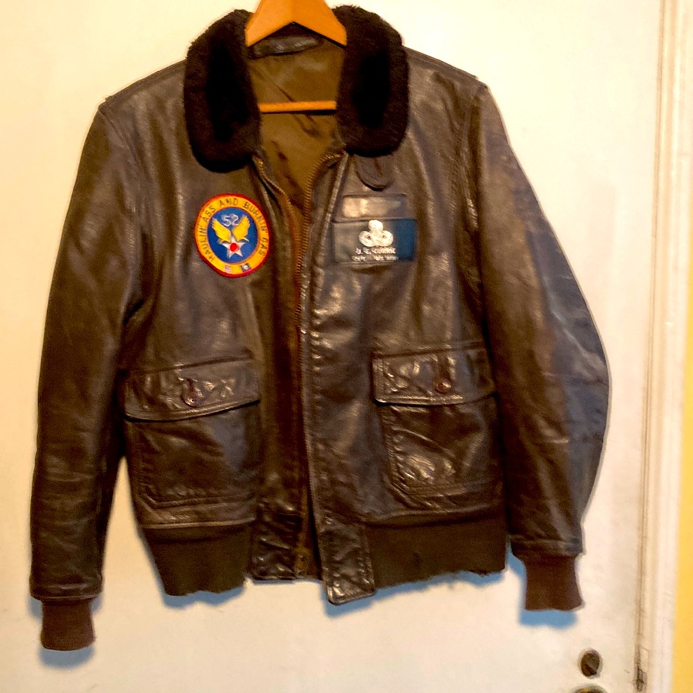 WWII Leather Flight Bomber Jacket w/Fur Collar